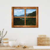 Rustikale Holzfenster mit Blick auf Neuseeland Poster (Küche)