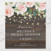 rustikale Holzflasche aus rosa Brautparty Weinetikett (Einzelnes Label)