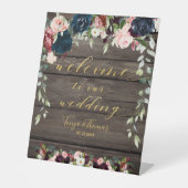 Rustikale Holzfloral Gold Extravaganter Schriftart Sockelschild (Vorderseite)