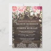 Rustikale Holzflorenleuchten Hochzeit Einladung (Vorderseite)