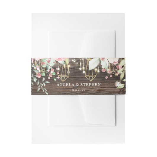 Rustikale Holzflorenleuchten Hochzeit Einladungsbanderole (Vorderseite Beispiel)