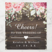 Rustikale Holzflorenleuchten Hochzeit Weinetikett (Einzelnes Label)