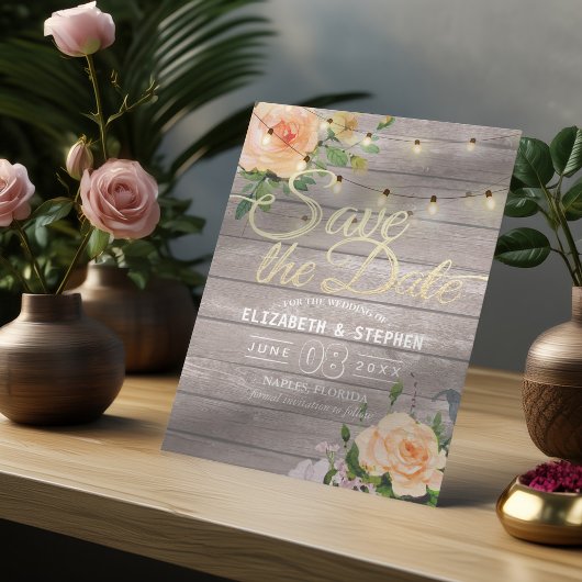 Rustikale Holzflorenleuchten Save the Date