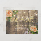 Rustikale Holzflorenleuchten Save the Date Ankündigungspostkarte (Vorne/Hinten)