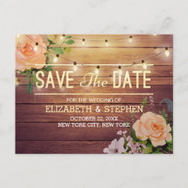 Rustikale Holzflorenleuchten Save the Date Ankündigungspostkarte