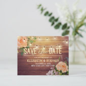 Rustikale Holzflorenleuchten Save the Date Ankündigungspostkarte (Stehend Vorderseite)