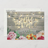 Rustikale Holzflorenleuchten Save the Date Ankündigungspostkarte (Vorne/Hinten)