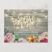 Rustikale Holzflorenleuchten Save the Date Ankündigungspostkarte (Vorderseite)