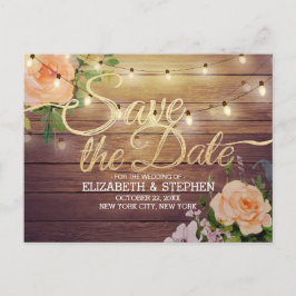 Rustikale Holzflorenleuchten Save the Date Ankündigungspostkarte