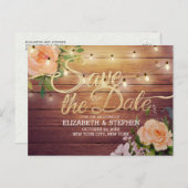Rustikale Holzflorenleuchten Save the Date Ankündigungspostkarte (Vorne/Hinten)