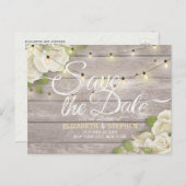 Rustikale Holzflorenleuchten Save the Date Ankündigungspostkarte (Vorne/Hinten)