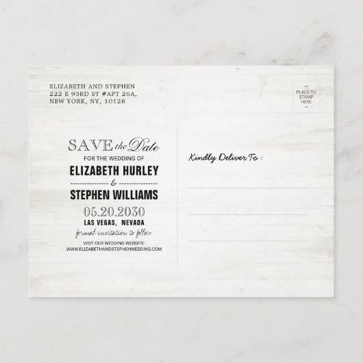 Rustikale Holzflorenleuchten Save the Date Ann Ankündigungspostkarte (Rückseite)