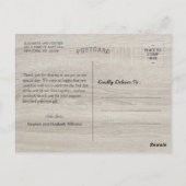 Rustikale Holzflorenlichter Hochzeit Danke Postkarte (Rückseite)