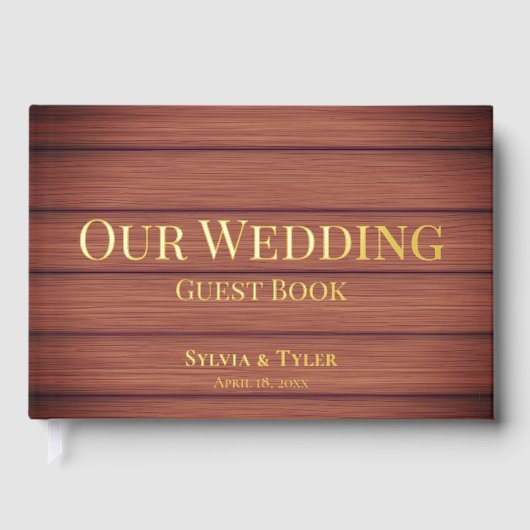 Rustikale Holzfolienhochzeit Gästebuch (Vorderseite)