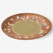 Rustikale Holzfolienhochzeit Pappteller (Schrägansicht)