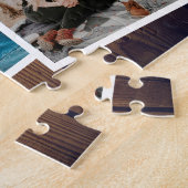 Rustikale Holzfoto-Collage Elegante Hochzeit Rette Puzzle (Seite)