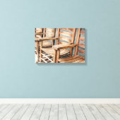 Rustikale Holzgestühle Leinwanddruck (Insitu (Holzboden))