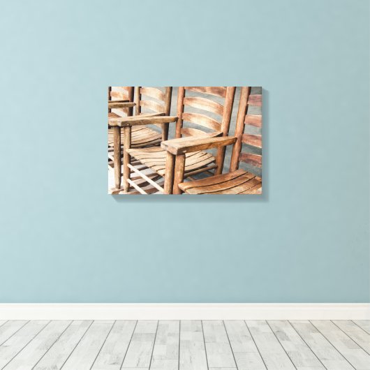 Rustikale Holzgestühle Leinwanddruck (Insitu (Holzboden))