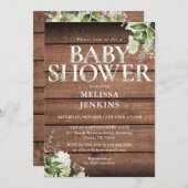Rustikale Holzgrün Blumenbriefe Baby Dusche Einladung (Vorne/Hinten)
