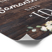 Rustikale Holzgrün Blumenschild Poster (Ecke)