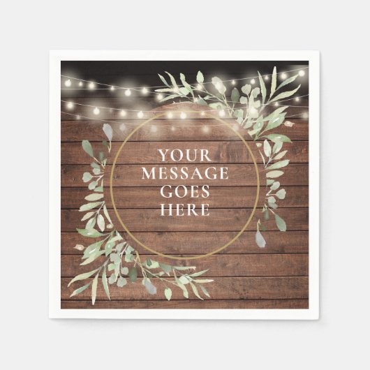 Rustikale Holzgrün Foliage String Lights Serviette (Vorderseite)
