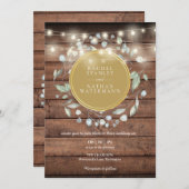 Rustikale Holzgrün-Lichter Hochzeit Einladung (Vorne/Hinten)
