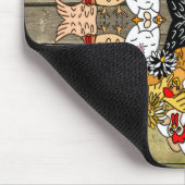 Rustikale Holzhandgezogene Cartoon Hühnerparadies Mousepad (Ecke)