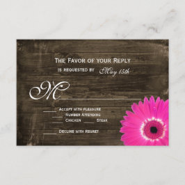 Rustikale holzheiß rosa Daisy Wedding RSVP Cards
