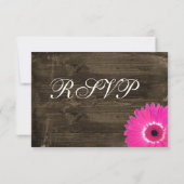 Rustikale holzheiß rosa Daisy Wedding RSVP Cards (Rückseite)