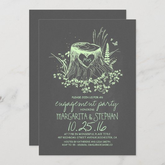 Rustikale Holzherz-Begegnungsfeier Einladung (Vorne/Hinten)