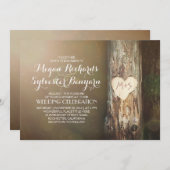 rustikale Holzherz Hochzeitsreise Einladung (Vorne/Hinten)