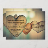 Rustikale Holzherzen - Einladung zur Hochzeit (Vorne/Hinten)