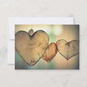 Rustikale Holzherzen - Einladung zur Hochzeit 3x5 (Rückseite)