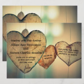 Rustikale Holzherzen - Einladung zur Hochzeit 6,5 (Vorne/Hinten)