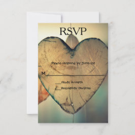 Rustikale Holzherzen - RSVP-Karte RSVP Karte