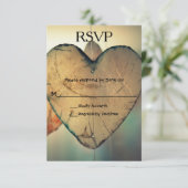Rustikale Holzherzen - RSVP-Karte RSVP Karte (Stehend Vorderseite)
