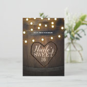 Rustikale Holzhirne Herz & Licht Geburtstagsparty Einladung (Stehend Vorderseite)