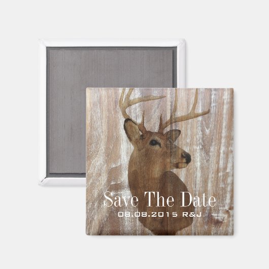 rustikale Holzhirsche Hochzeit speichern das Datum Magnet (Vorderseite/Rückseite)