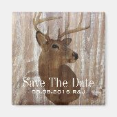 rustikale Holzhirsche Hochzeit speichern das Datum Magnet (Vorne)
