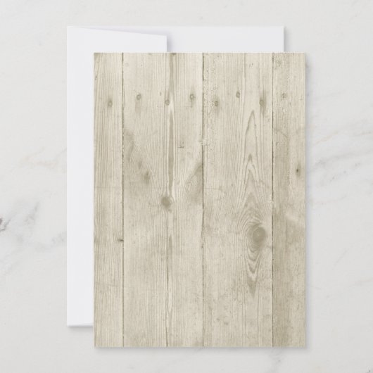 Rustikale Holzhochzeit retten Datum-Ankündigung Einladung (Rückseite)