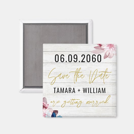 Rustikale Holzhochzeit rettet das Datum außerhalb  Magnet (Vorderseite/Rückseite)