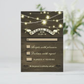 rustikale Holzhochzeit RSVP mit Lichtern (Stehend Vorderseite)