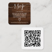 rustikale Holzhochzeit rsvp Qr Code Begleitkarte (Vorne/Hinten)