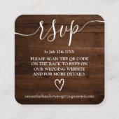 rustikale Holzhochzeit rsvp Qr Code Begleitkarte (Vorderseite)