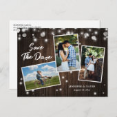 Rustikale Holzhochzeit speichert das Date Foto Pos Ankündigungspostkarte (Vorne/Hinten)