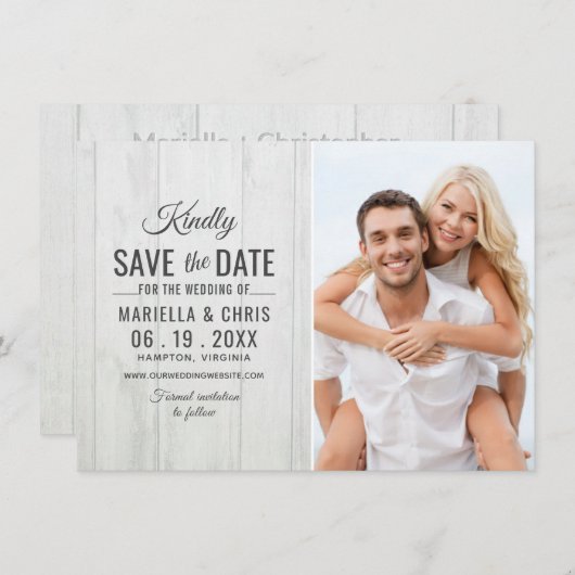 Rustikale Holzhochzeit speichert das Datum der Ent Save The Date (Vorne/Hinten)