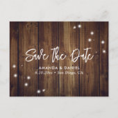 Rustikale Holzhochzeit speichert das Datum der Pos Ankündigungspostkarte (Vorderseite)