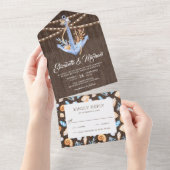 Rustikale Holzhochzeit unter dem Meer All In One Einladung (Abreißen)