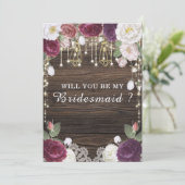 Rustikale Holzhochzeit wird meine Brautjungfrau se Einladung (Stehend Vorderseite)