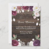 Rustikale Holzhochzeit wird meine Brautjungfrau se Einladung (Rückseite)